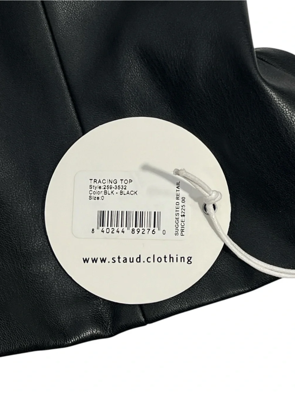 NWT Staud Tracing Top in Black Size 0 Faux Leather